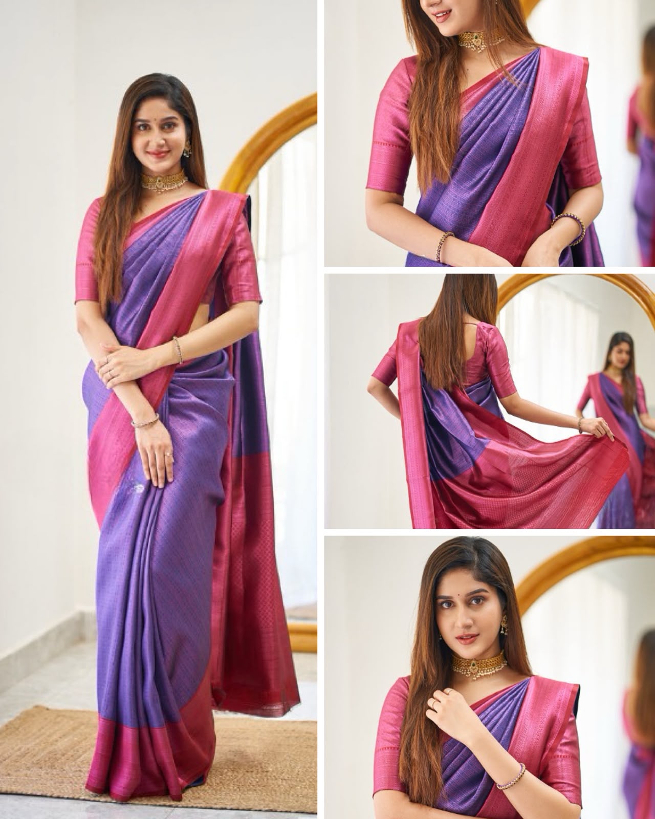 Stunning Look Soft Lichi Silk Designer Saree With Blouse