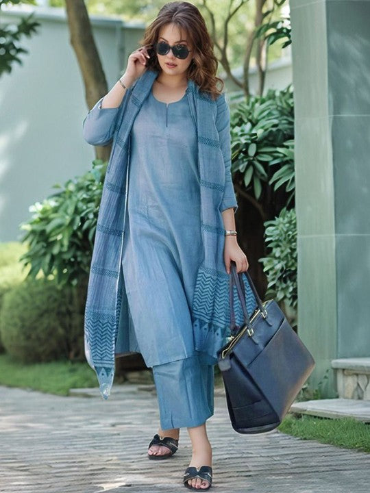 Premium Feel Kurta Set with Dupatta Party Wear Ethnic Kurti Pant Set