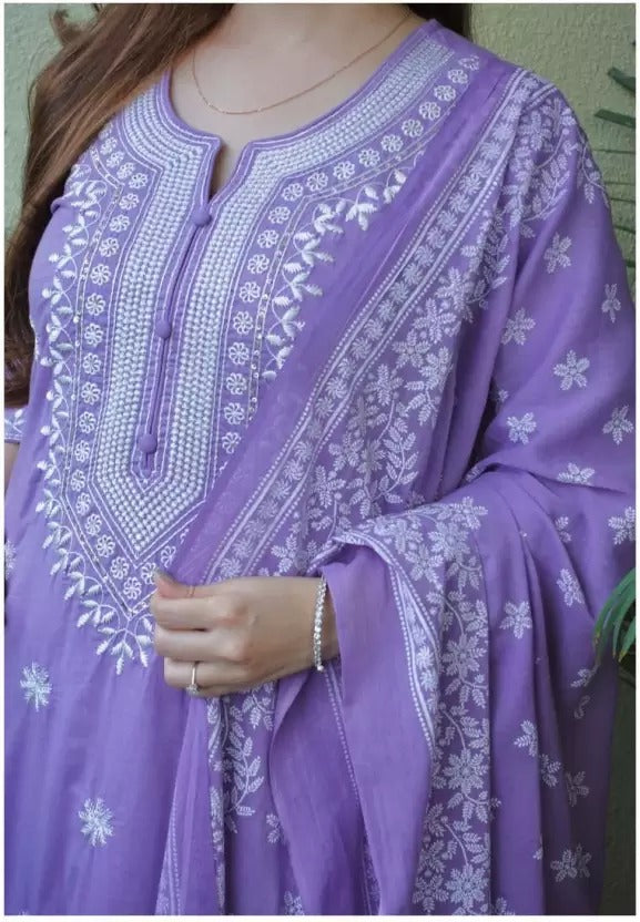 Stylish Embroidered Kurta Set with Dupatta Party Wear Ethnic Kurti Pant Set