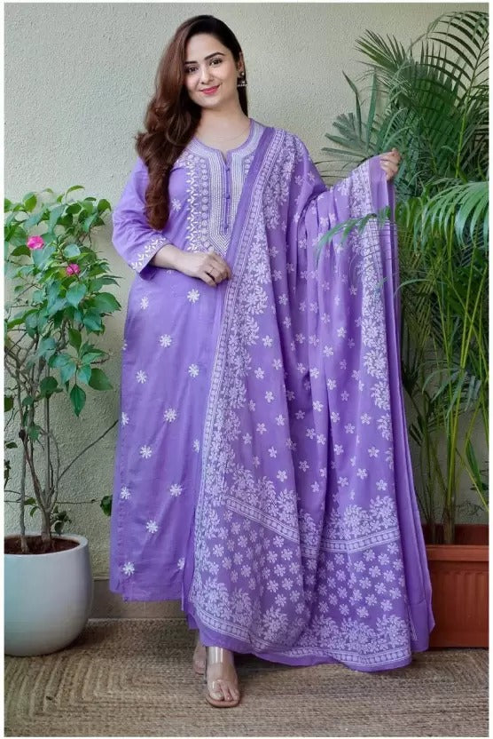 Stylish Embroidered Kurta Set with Dupatta Party Wear Ethnic Kurti Pant Set