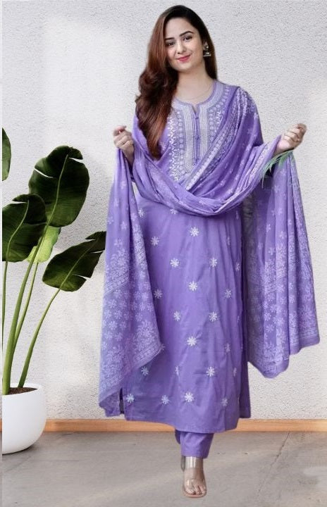 Stylish Embroidered Kurta Set with Dupatta Party Wear Ethnic Kurti Pant Set