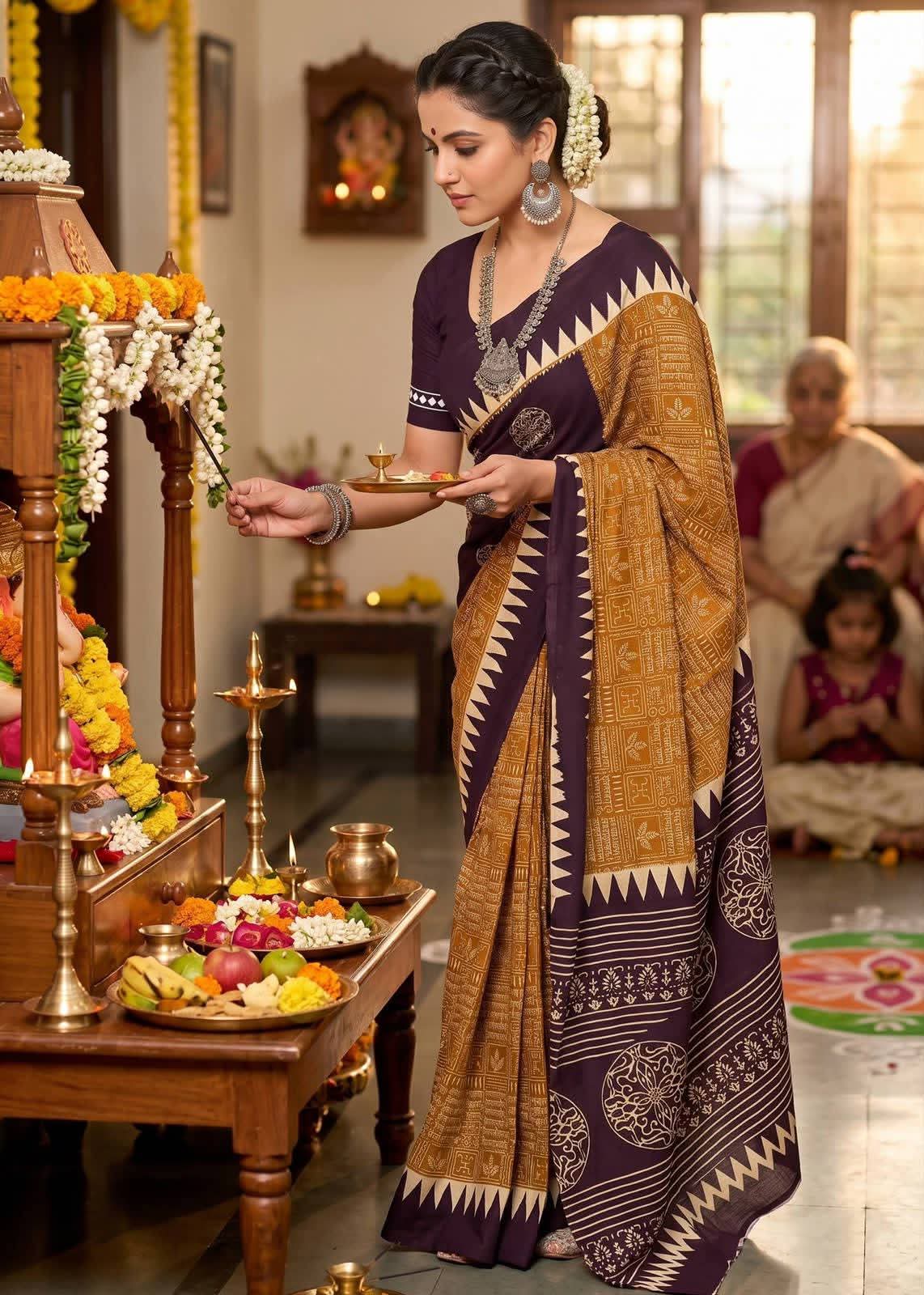 Latest and Exclusive Double weaving Printed Sarees