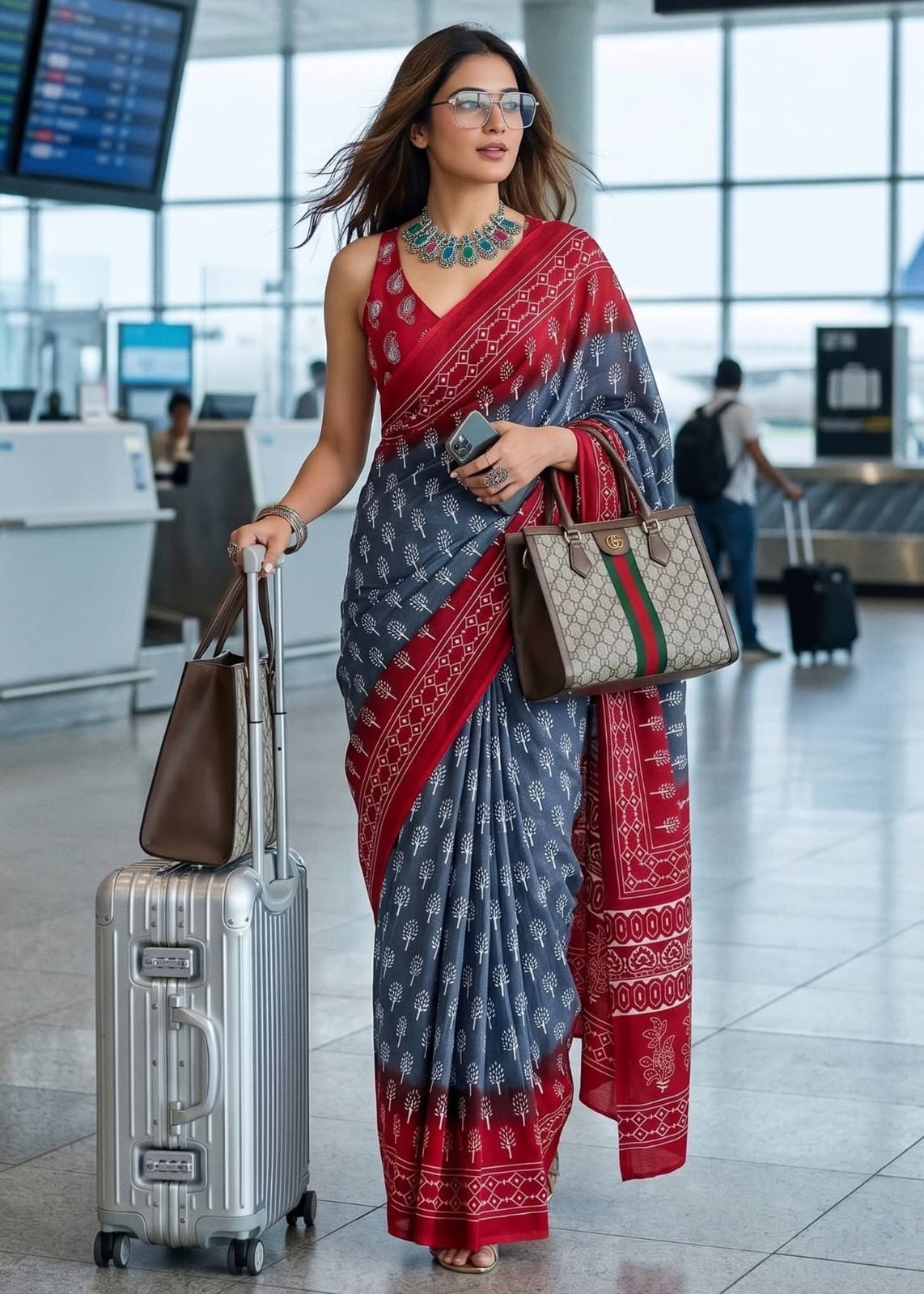 Latest and Exclusive Double weaving Printed Sarees