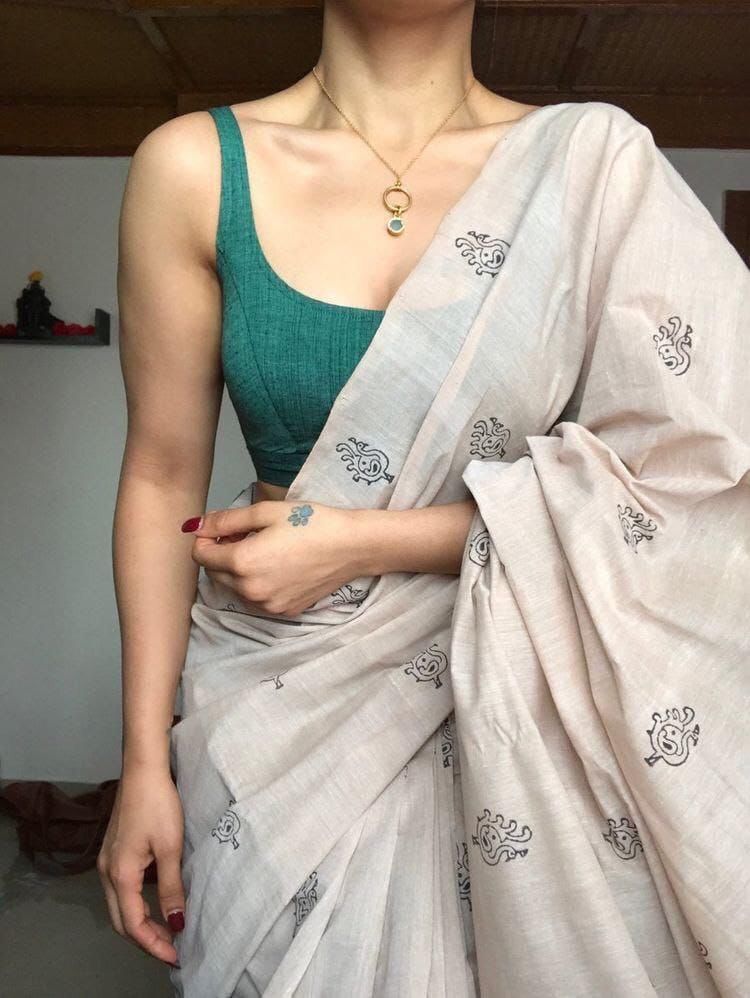 Glamorous Look Soft Chanderi Cotton Saree With Digital Print & Designer Blouse