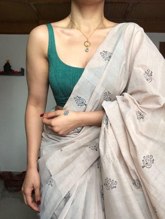 Glamorous Look Soft Chanderi Cotton Saree With Digital Print & Designer Blouse