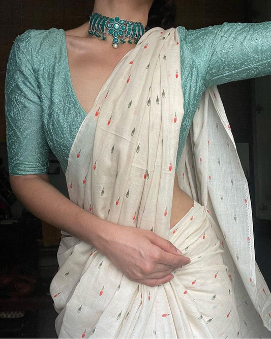 Stunning Look Soft Chanderi Cotton Saree With Digital Print & Designer Blouse