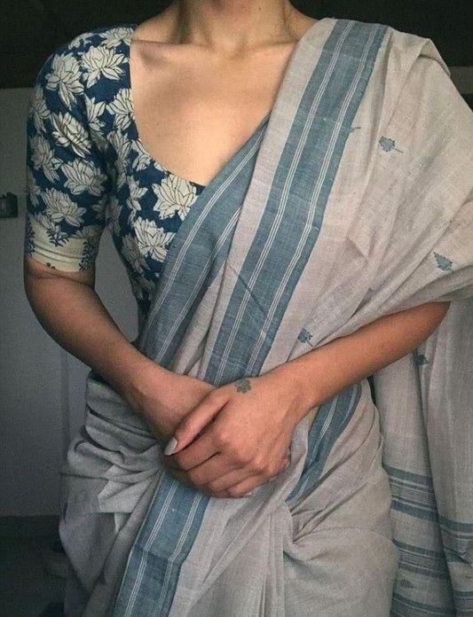 Beautiful Look Soft Chanderi Cotton Saree With Digital Print & Designer Blouse (Copy)