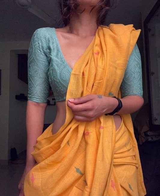 Beautiful Look Soft Chanderi Cotton Saree With Digital Print & Designer Blouse