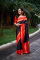 Attractive Black & Red  Look Soft Silk With designer Blouse