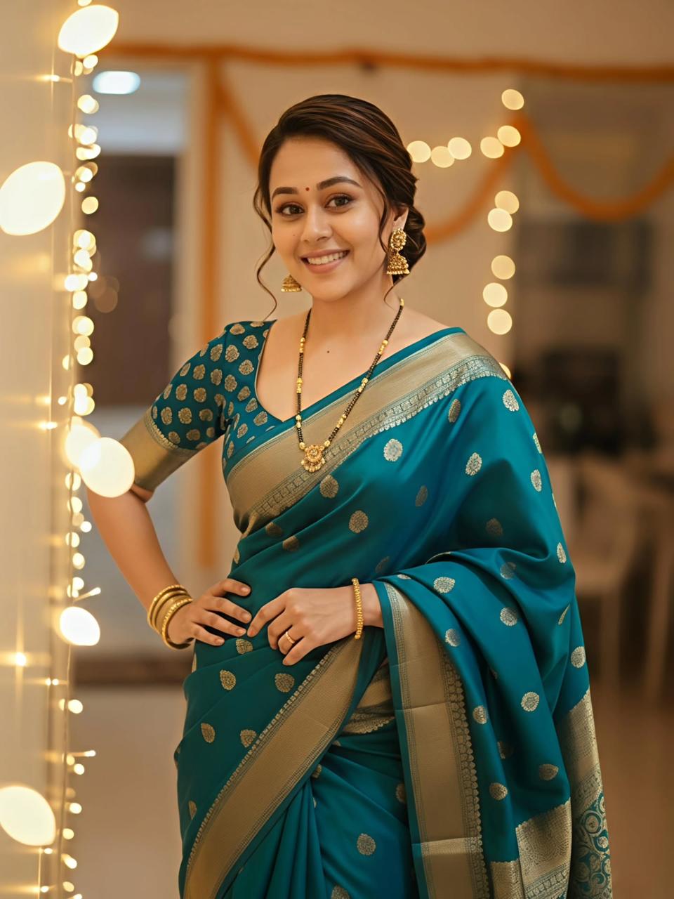 Stylish Look Soft Silk With designer Blouse