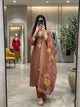 Stylish Embroidered Kurta Set with Dupatta Party Wear Ethnic Kurti Pant Set