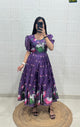 Stylish Dress Made From Soft Kota Fabric With Print Work And Stylish Pattern Gown