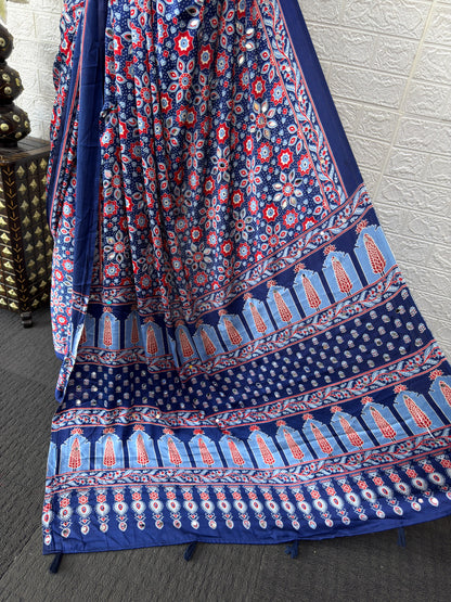 SupeDesign Lunch Real Mirror Work Semi Gajji Silk Soft and Smooth Saree