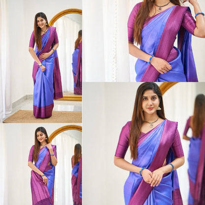 Stunning Look Soft Lichi Silk Designer Saree With Blouse