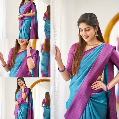 Stunning Look Soft Lichi Silk Designer Saree With Blouse