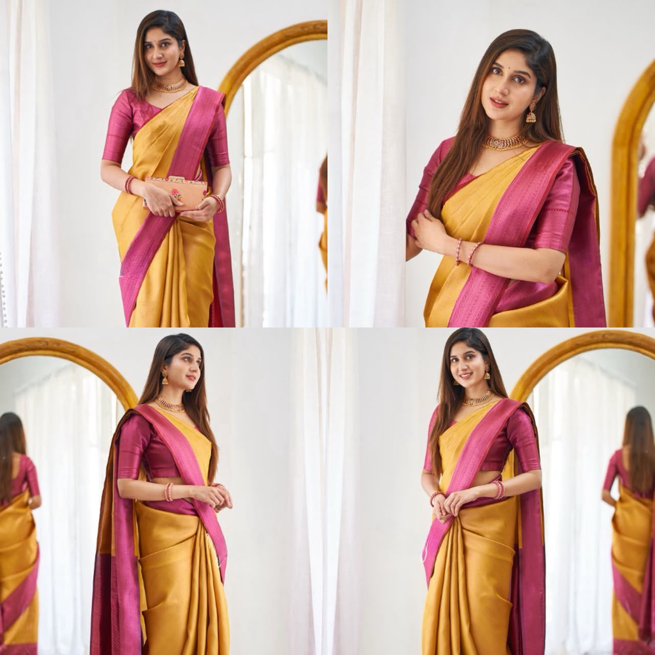 Stunning Look Soft Lichi Silk Designer Saree With Blouse