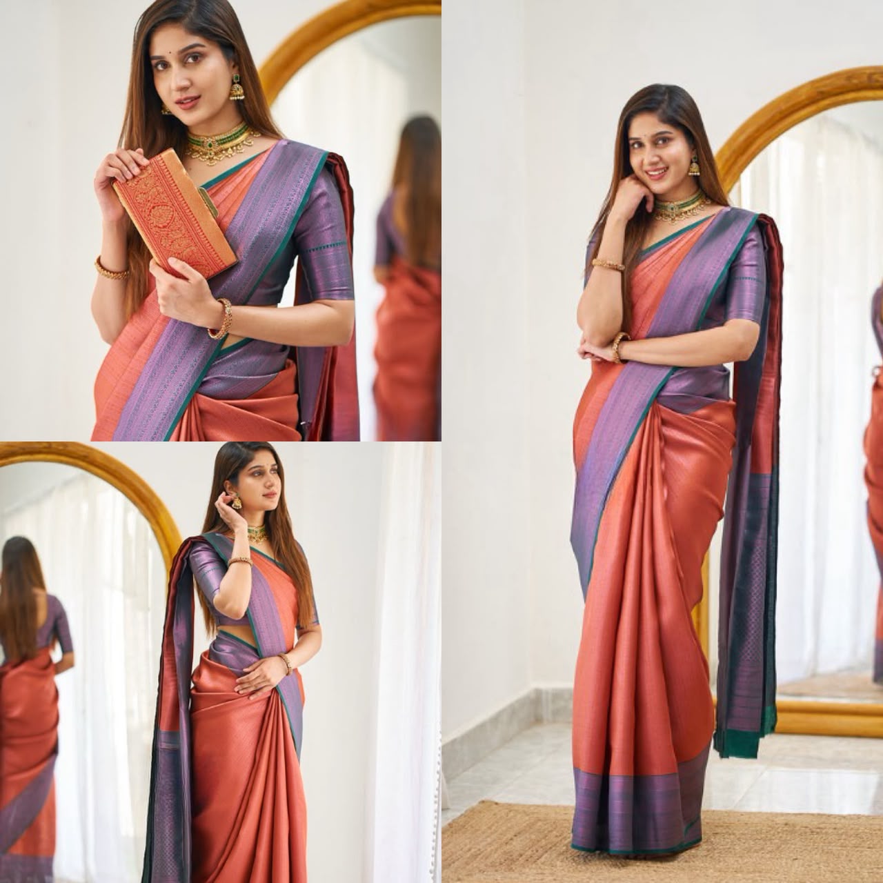 Stunning Look Soft Lichi Silk Designer Saree With Blouse