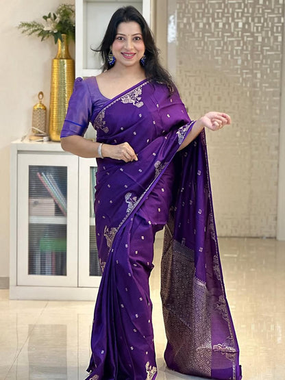 Stunning Look Soft Silk Designer Saree With Blouse
