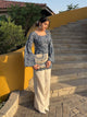 Blue Printed Cotton Straight Short Kurti