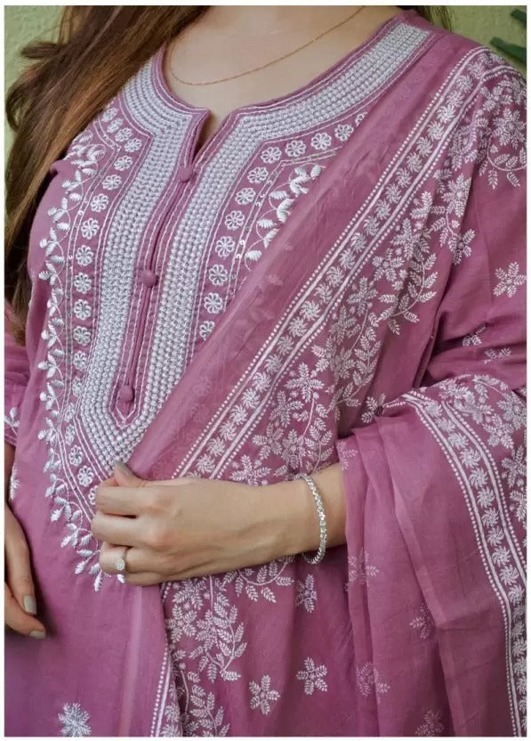 Stylish Embroidered Kurta Set with Dupatta | Party Wear Ethnic Kurti Pant Set