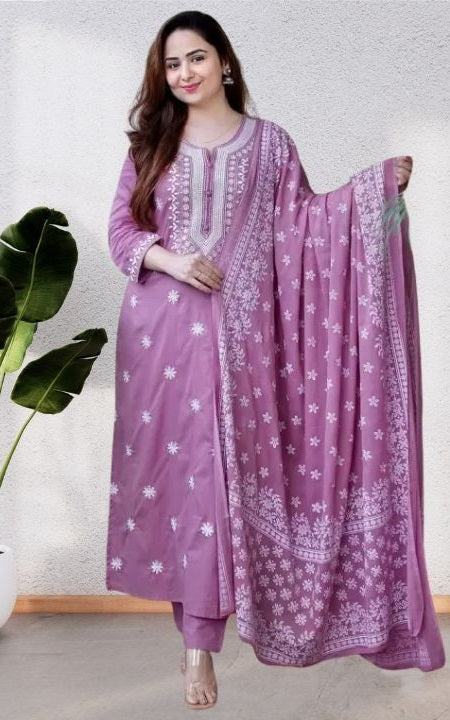 Stylish Embroidered Kurta Set with Dupatta | Party Wear Ethnic Kurti Pant Set