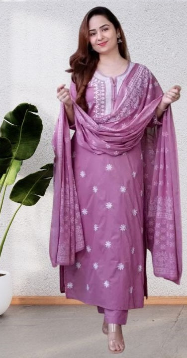 Stylish Embroidered Kurta Set with Dupatta | Party Wear Ethnic Kurti Pant Set
