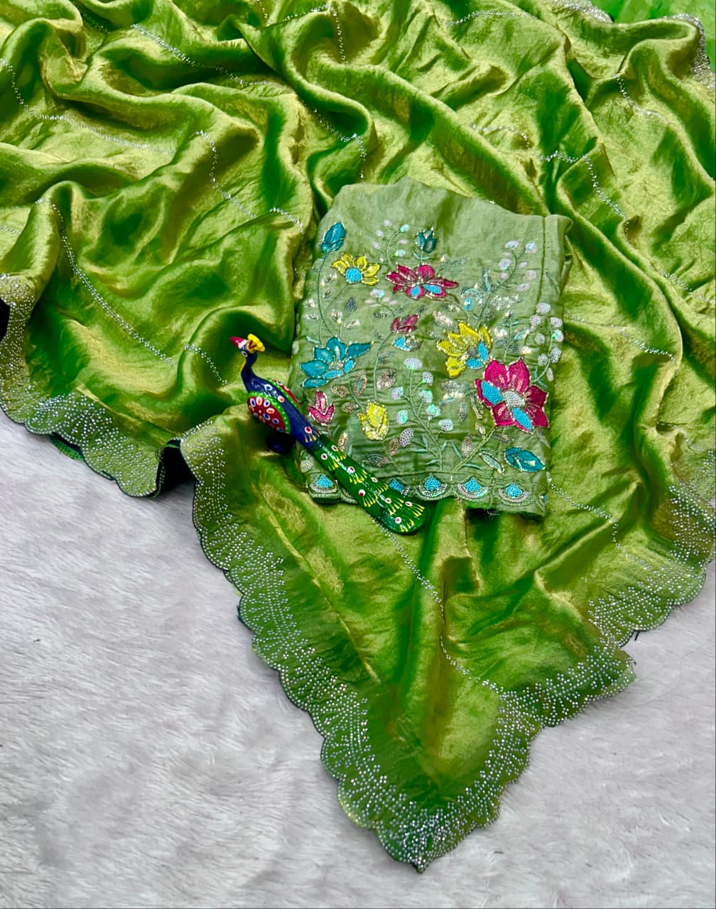 New Beautiful Look Designer Look Soft Silk With Heavy Siroski Work Blouse