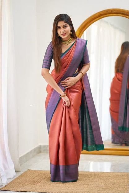 Stunning Look Soft Lichi Silk Designer Saree With Blouse